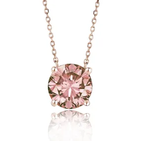 Lovely Adornment Divine Adornment Bestselling 1 Carat Round Cut Real Morganite Solitaire Pendant Necklace in 18k Rose Gold Over Silver