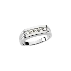 Platinum 3/4 CTW Diamond Men's Five-Stone Ring Memorial Gift Pure Form