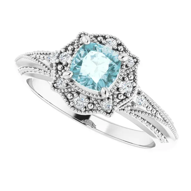 14K White Sky Blue Topaz & .08 CTW Diamond Ring Value Style
