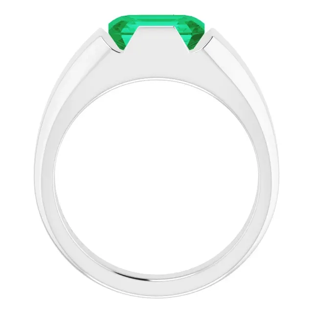 Platinum Lab-Grown Emerald Ring Economical Craft Budget Work