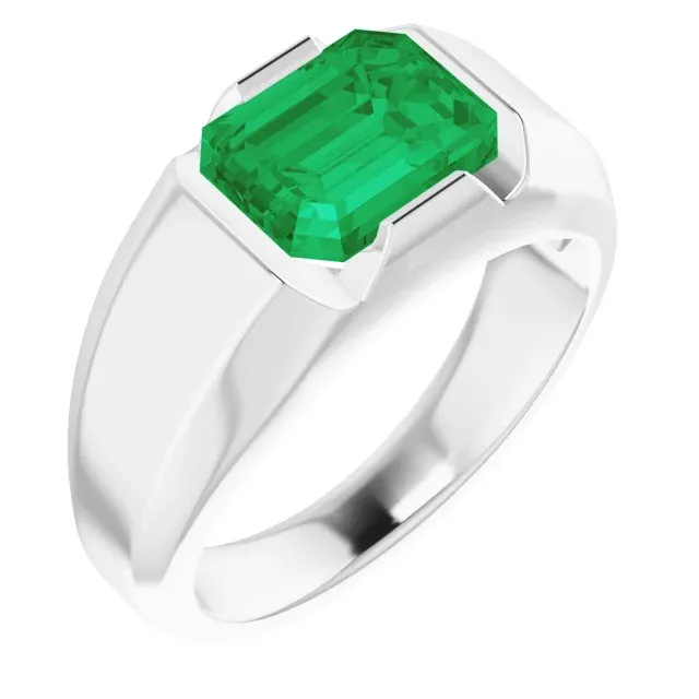 Platinum Lab-Grown Emerald Ring Secure fastening Distinct Accessory