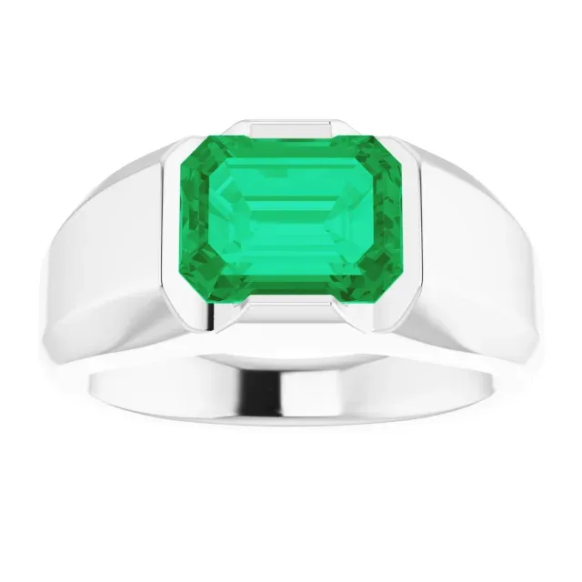 Excellent Accessory Platinum Lab-Grown Emerald Ring