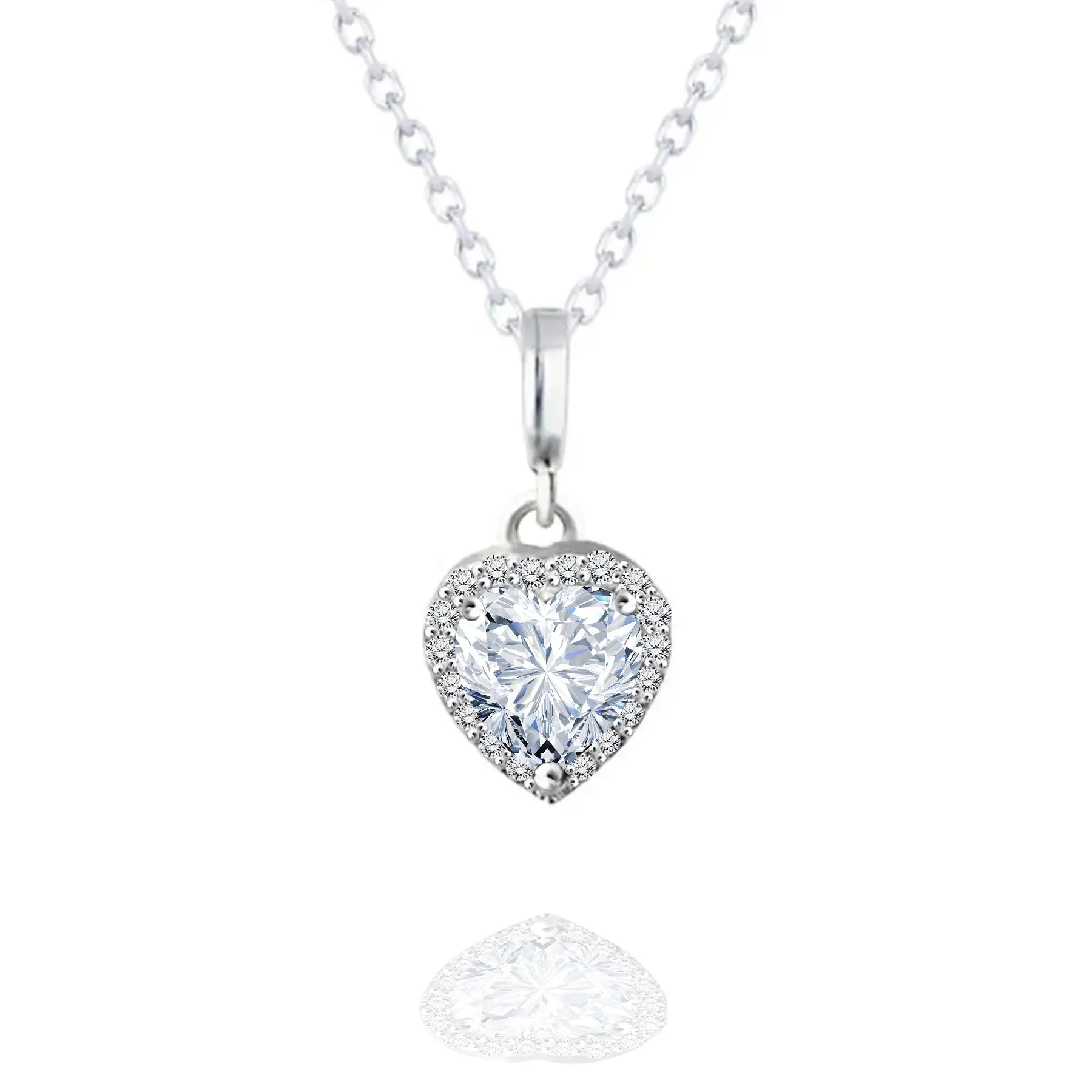 Affordable Piece Professional Present Forever Heart 1.10 Carat Moissanite Pendant Necklace in 18K White Gold Plating over Silver