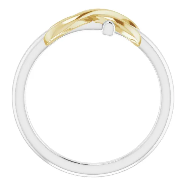 Biodegradable Item Lucky Charm 14K White & Yellow Infinity-Inspired Cross Ring