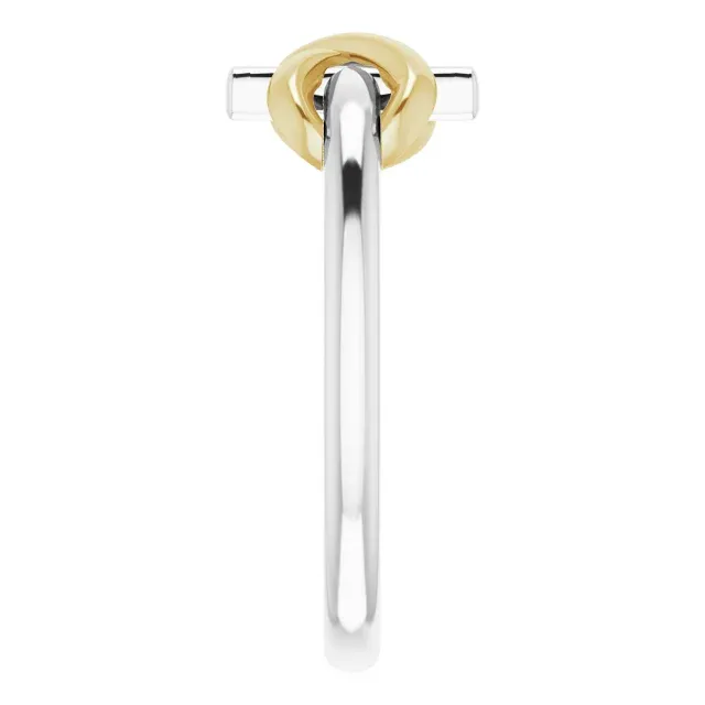 HighEnd Emblem Traditional Emblem 14K White & Yellow Infinity-Inspired Cross Ring