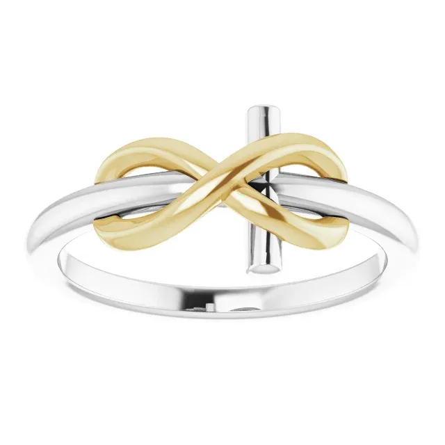 Gallery Art 14K White & Yellow Infinity-Inspired Cross Ring