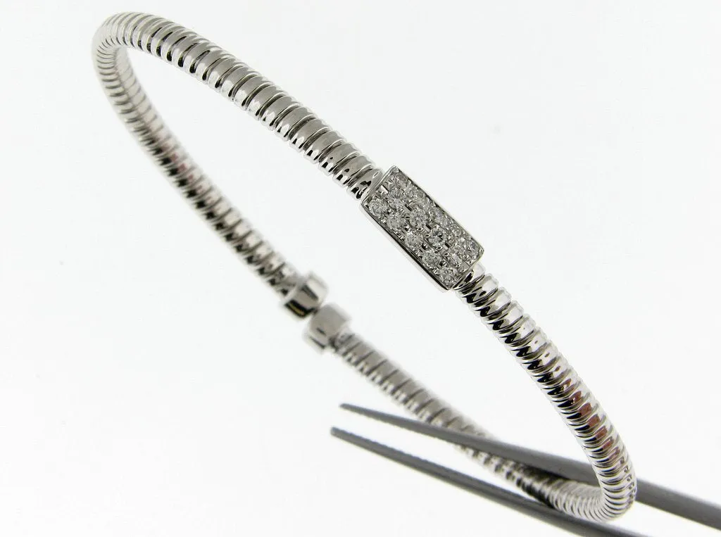 Bangle Diamond Bracelet in 18K White Gold (0.18ctw) Antique Brass