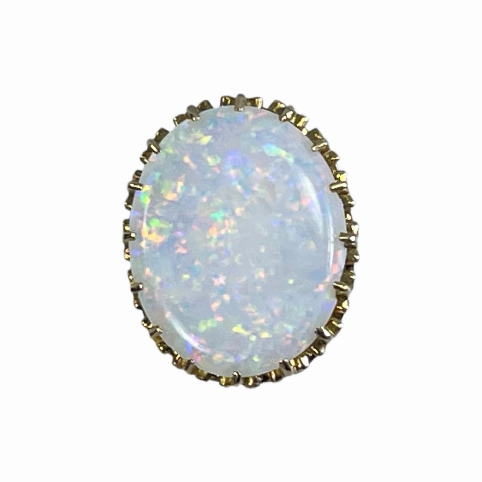 Delicate Touch Antique Opal Pendant in 14k Yellow Gold Setting Repurposed from a 1900s Hatpin. Estate Jewelry.