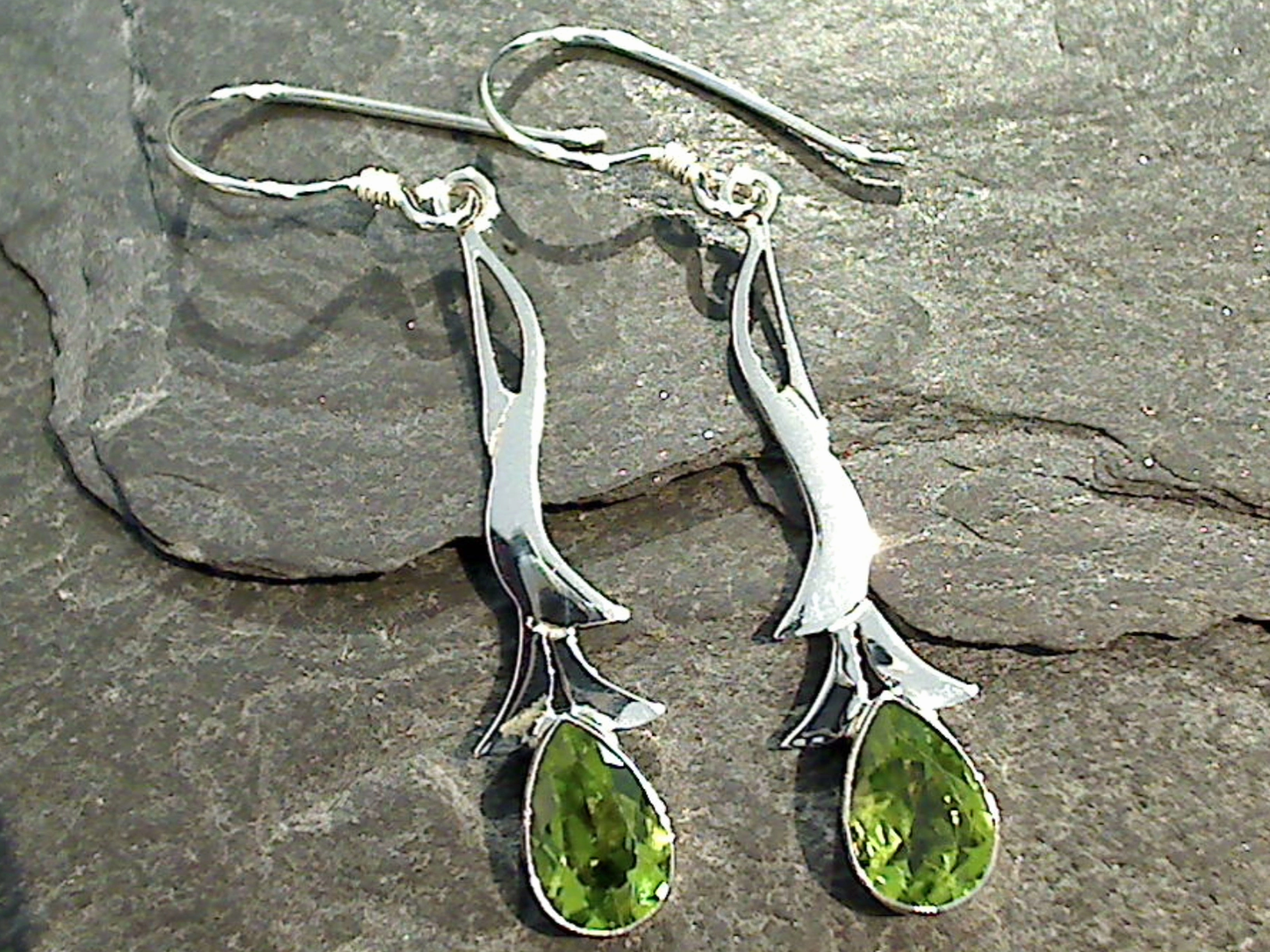 Peridot, Sterling Silver Earrings Graceful Embellishment