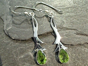 Peridot, Sterling Silver Earrings Graceful Embellishment