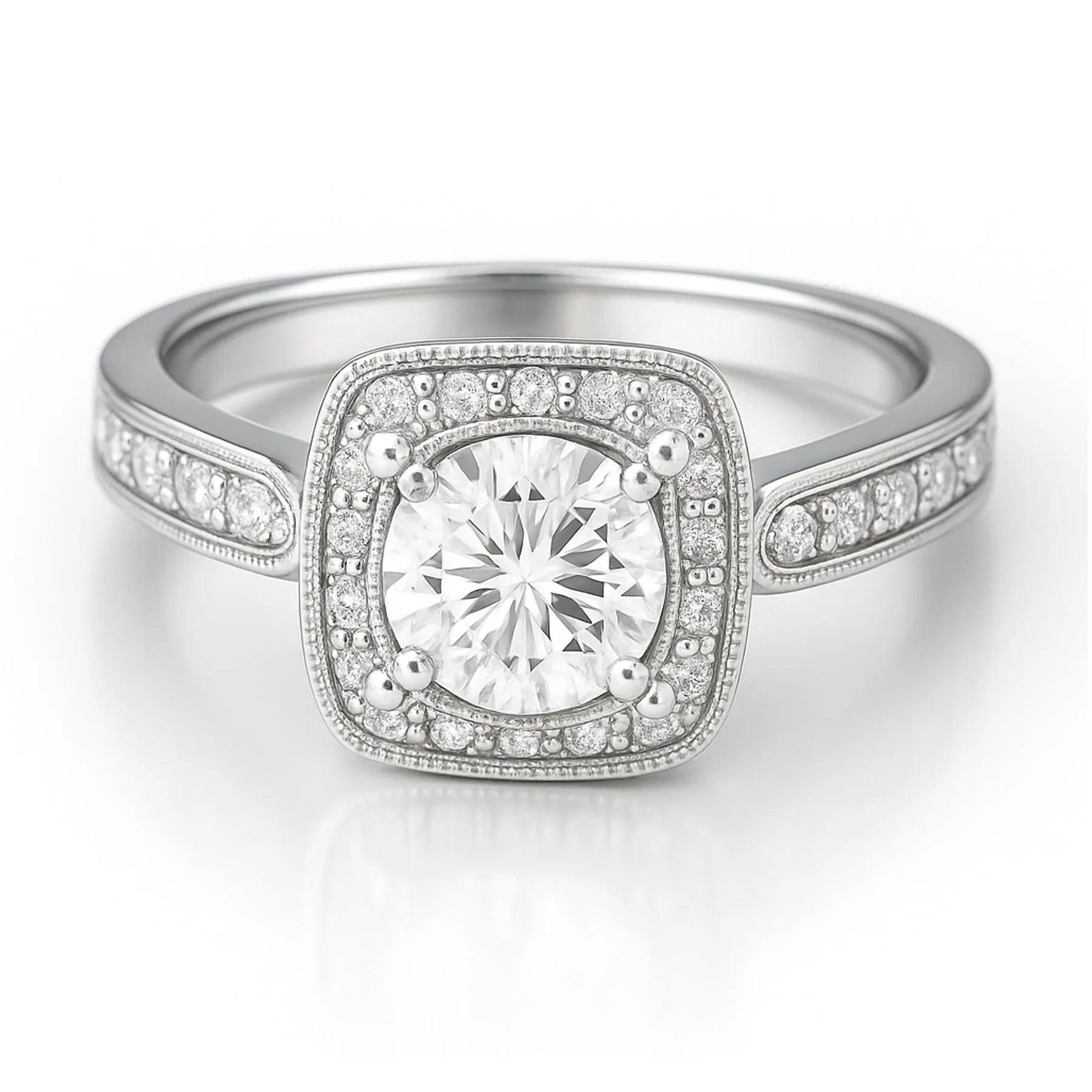 Certified 1 Ct Round Lab Diamond Vintage Halo Engagement Ring Trendy Pieces Special Edition