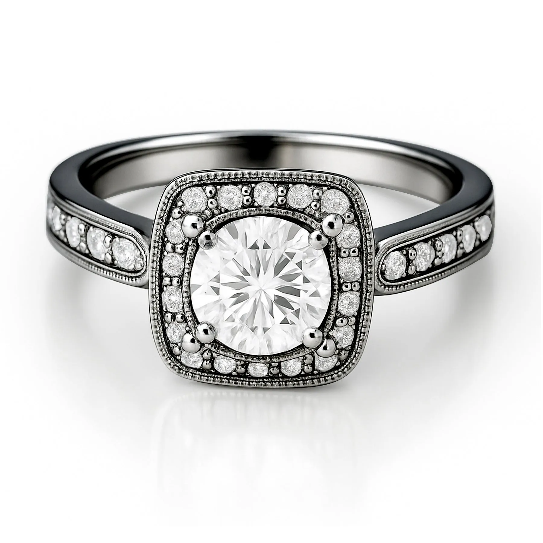 Certified 1 Ct Round Lab Diamond Vintage Halo Engagement Ring family event