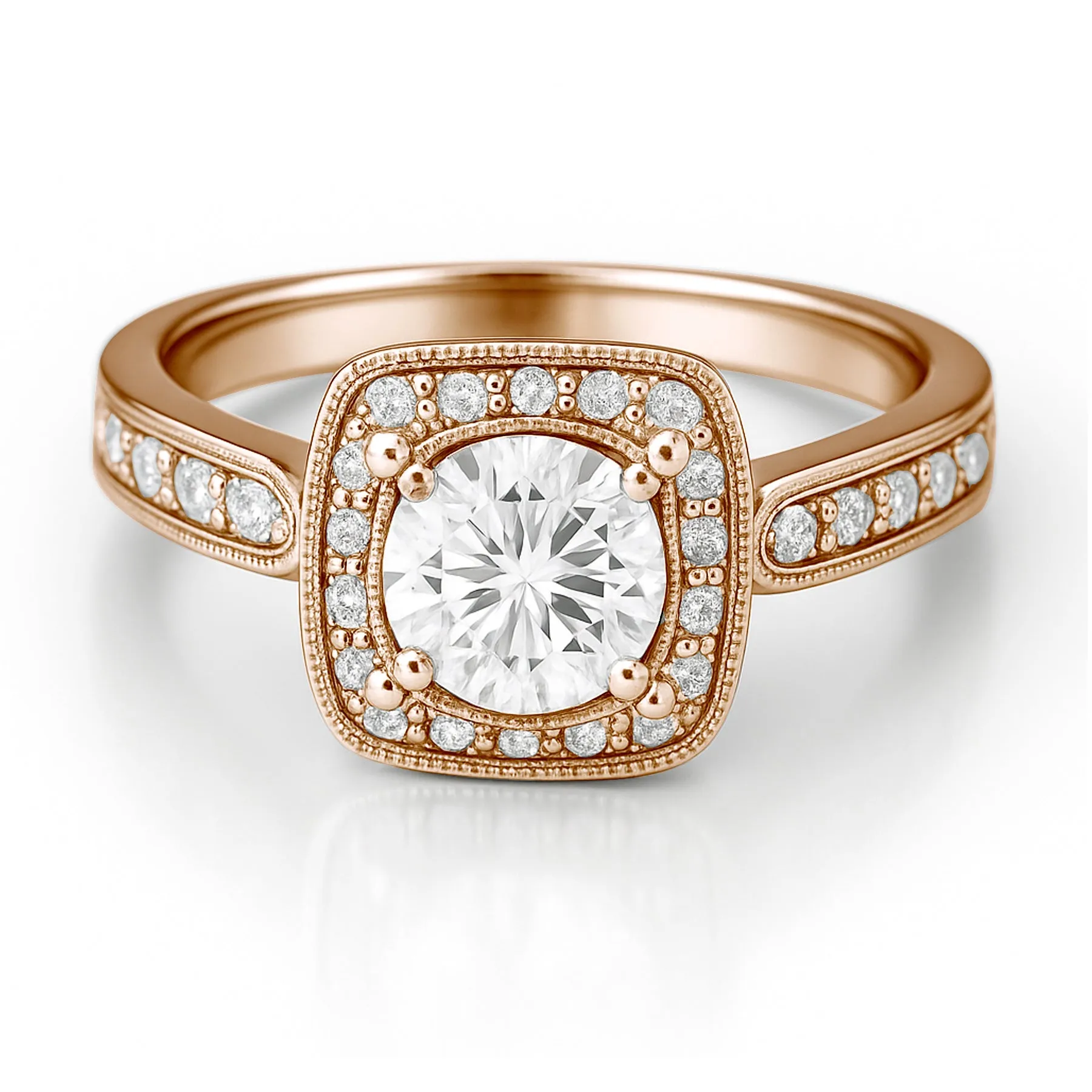 Certified 1 Ct Round Lab Diamond Vintage Halo Engagement Ring Everyday Appeal