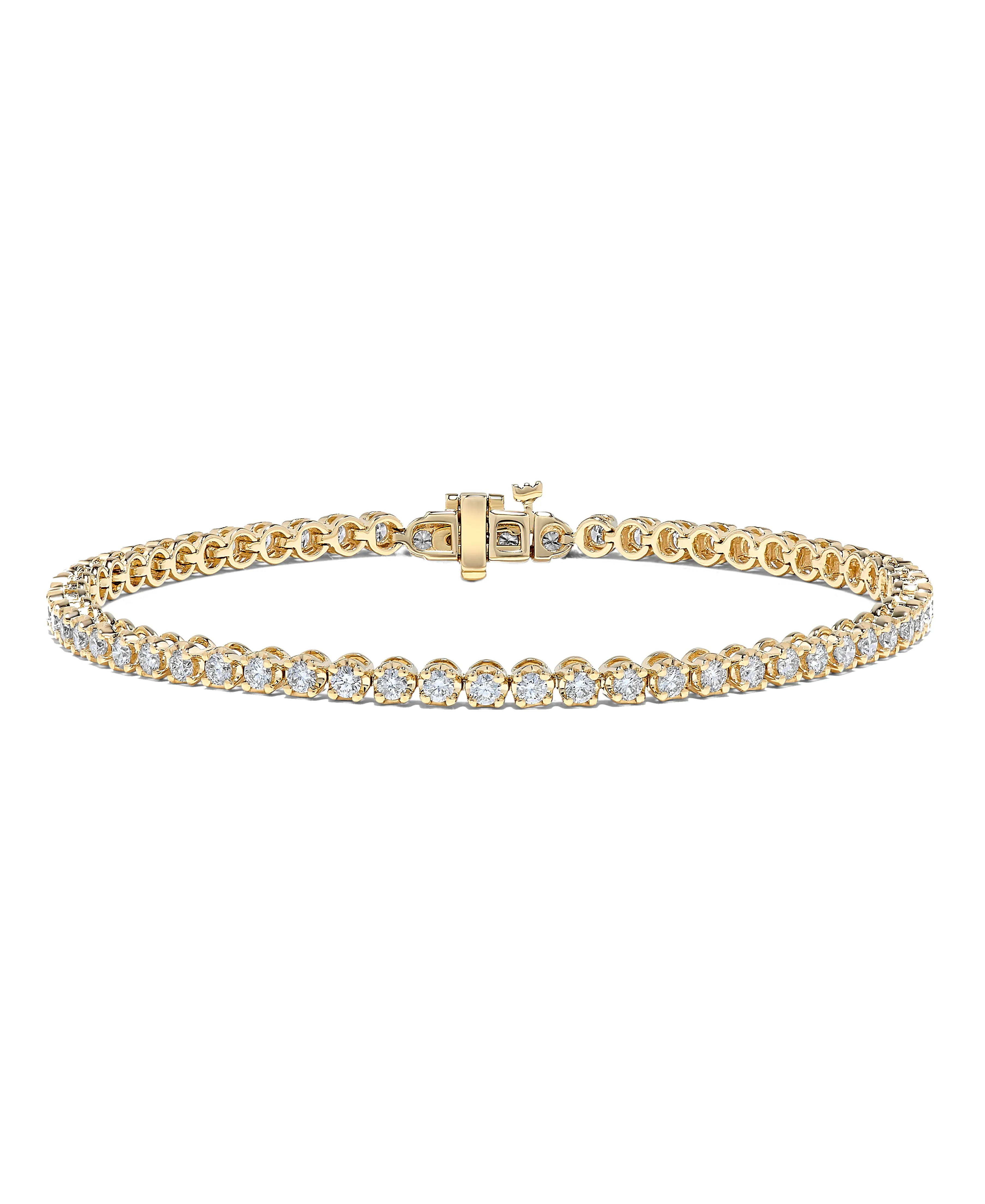 Quiet Glow Modern Spark Bremer Jewelry Tennis Diamond Bracelet in 14K Yellow Gold (3.00ctw)