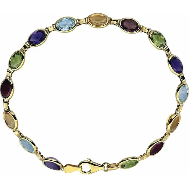 14K Yellow Multi-Gemstone Line 7" Bracelet Praiseworthy Combinations