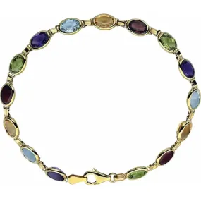 14K Yellow Multi-Gemstone Line 7" Bracelet Praiseworthy Combinations
