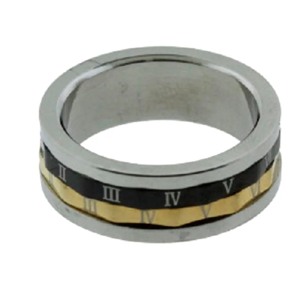 Festive Style AzureBella Jewelry Roman Numeral Mens Spin Ring Tri-Tone Size 10