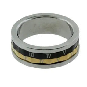 Festive Style AzureBella Jewelry Roman Numeral Mens Spin Ring Tri-Tone Size 10