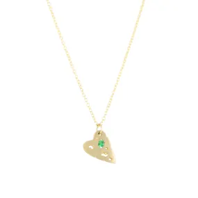 Sparkle Pop Daily Look Mini Shadow Heart Necklace -14k Gold   Tsavorite Garnet