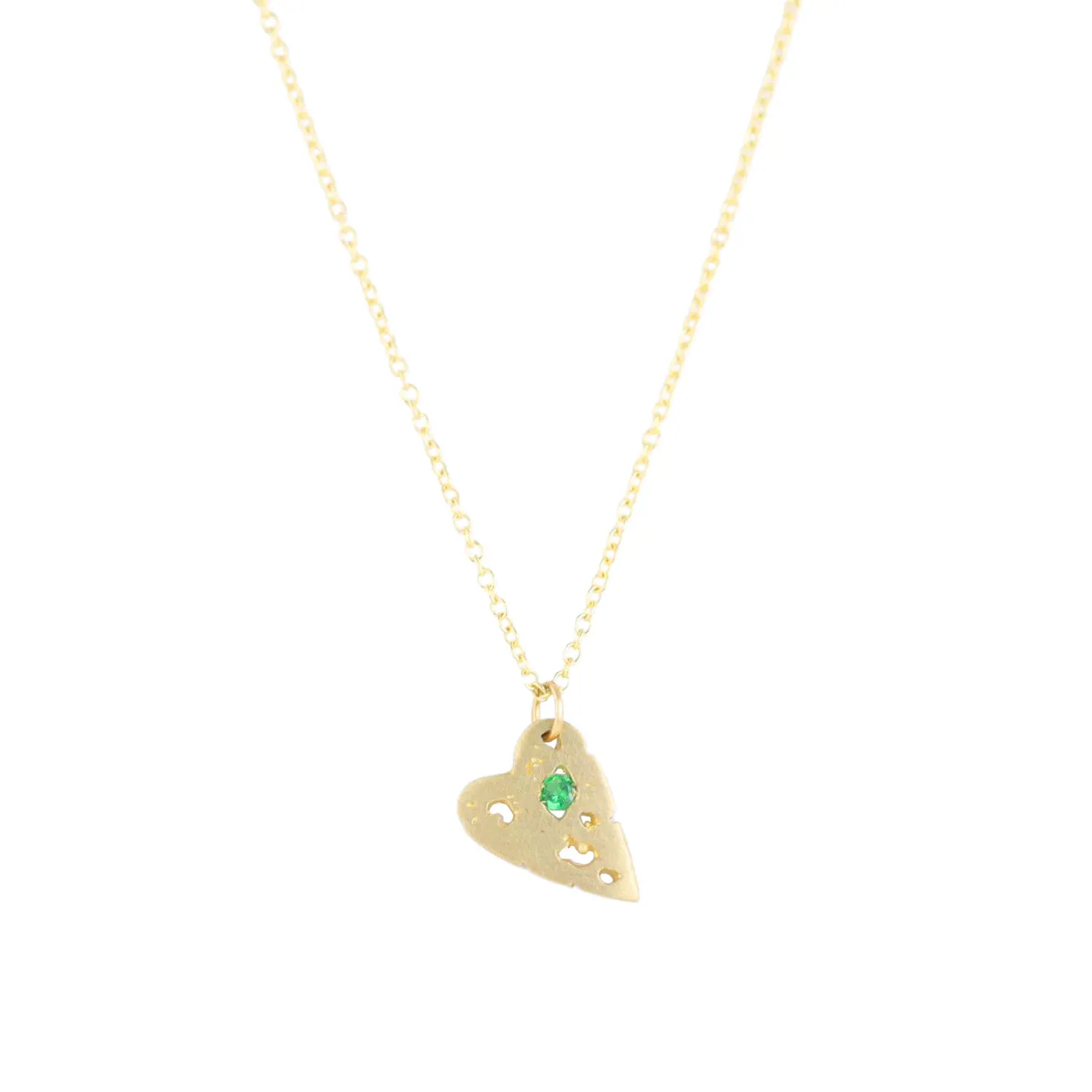 Sparkle Pop Daily Look Mini Shadow Heart Necklace -14k Gold   Tsavorite Garnet