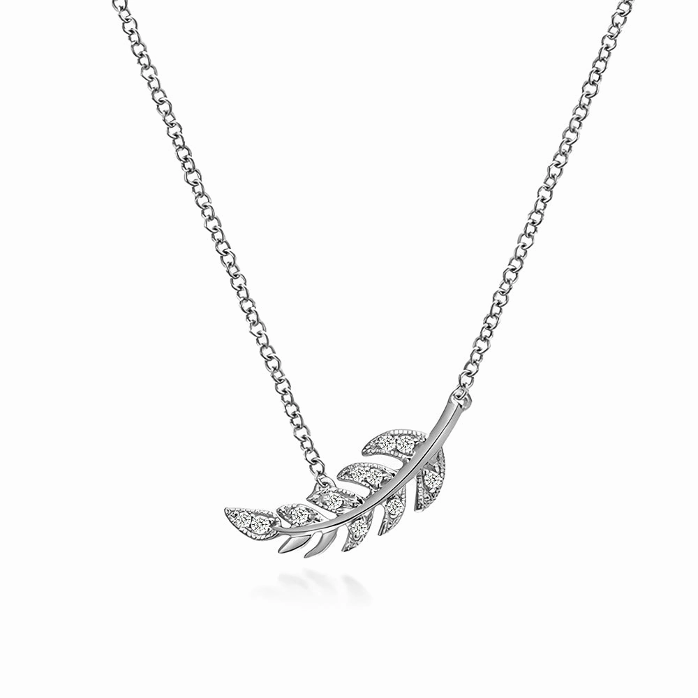 Evening Accent Couture Botanical Foliage Lab Grown Diamond Necklace