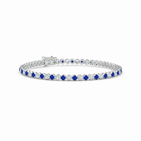 2.96 CT. Classic Sapphire and Brilliant Moissanite Tennis Bracelet premium design