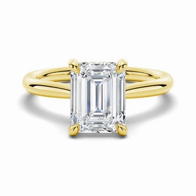 Classic Outfit Minimal Look Emerald Cut Moissanite Engagement Ring With Hidden Halo