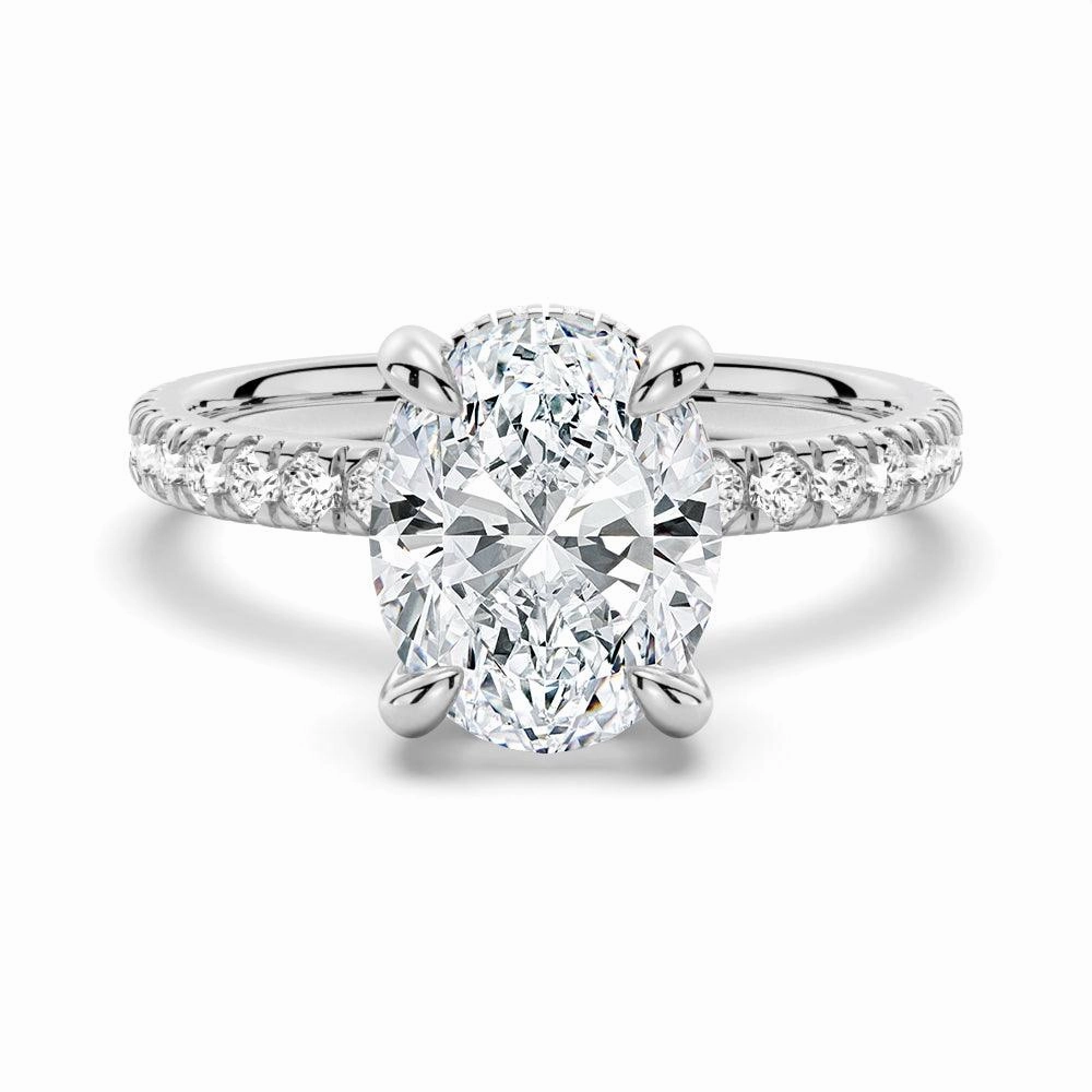 Micropav?? Oval Moissanite Engagement Ring With Hidden Halo Formal Highlight