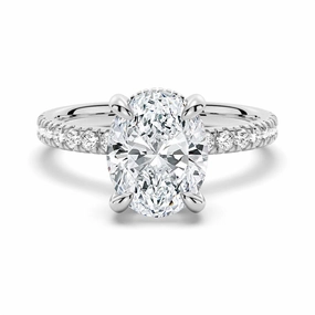 Micropav?? Oval Moissanite Engagement Ring With Hidden Halo Dazzling Detail