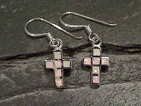 Created Opal, Sterling Silver Earrings Decorative Embellishment