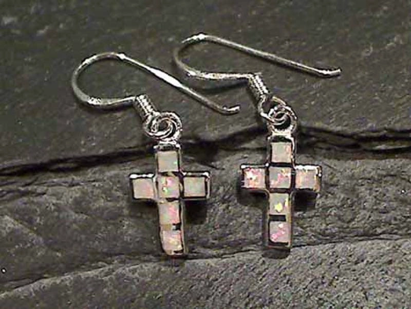 Created Opal, Sterling Silver Earrings Decorative Embellishment