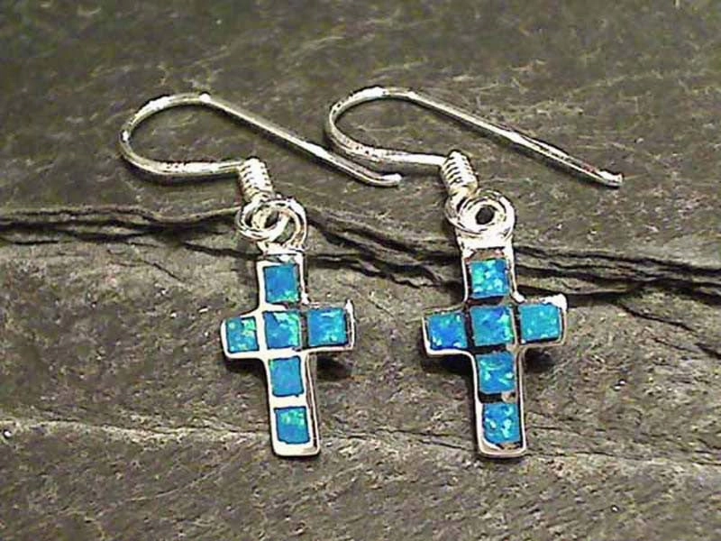 Graceful Option Created Opal, Sterling Silver Earrings