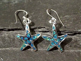 classic accessory Created Opal, Sterling Silver Starfish Earrings
