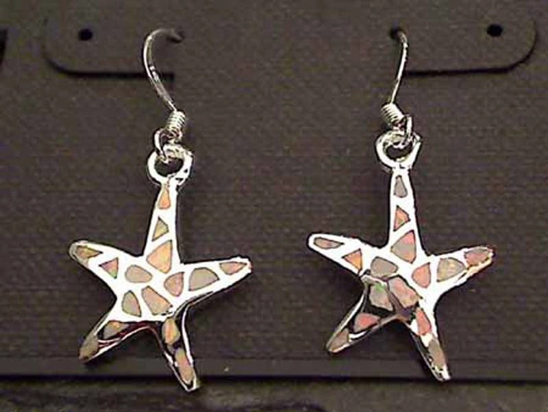 Created Opal, Sterling Silver Starfish Earrings Splendid Piece Stunning Aesthetic