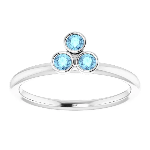 All Match 14K White Aquamarine Stackable Ring