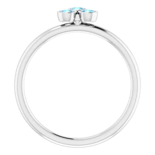 Polished Present 14K White Aquamarine Stackable Ring