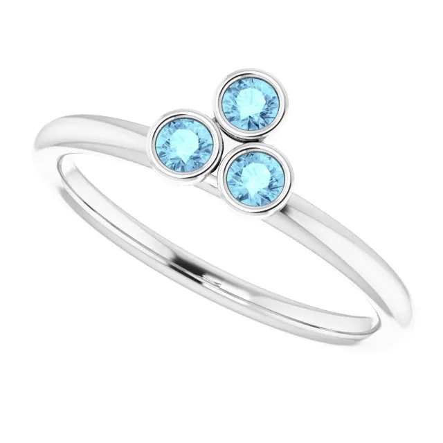 14K White Aquamarine Stackable Ring Timeless Accessory color block