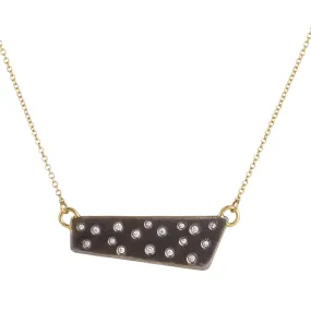 Black   Gold Scattered Diamond Necklace on 14k Gold Chain - 18ky, Oxidized Silver   VS Diamonds Bold Pop Textured Finish