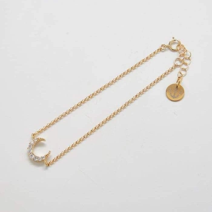 exquisite design Gold Pave Crescent Moon Bracelet