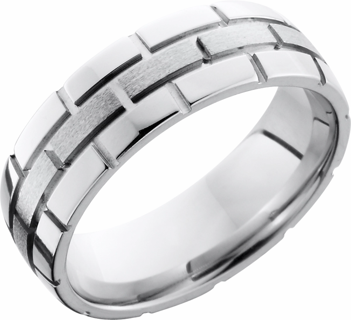 Cobalt chrome 7mm domed band with a brick pattern Elegant Flow Fall Mood