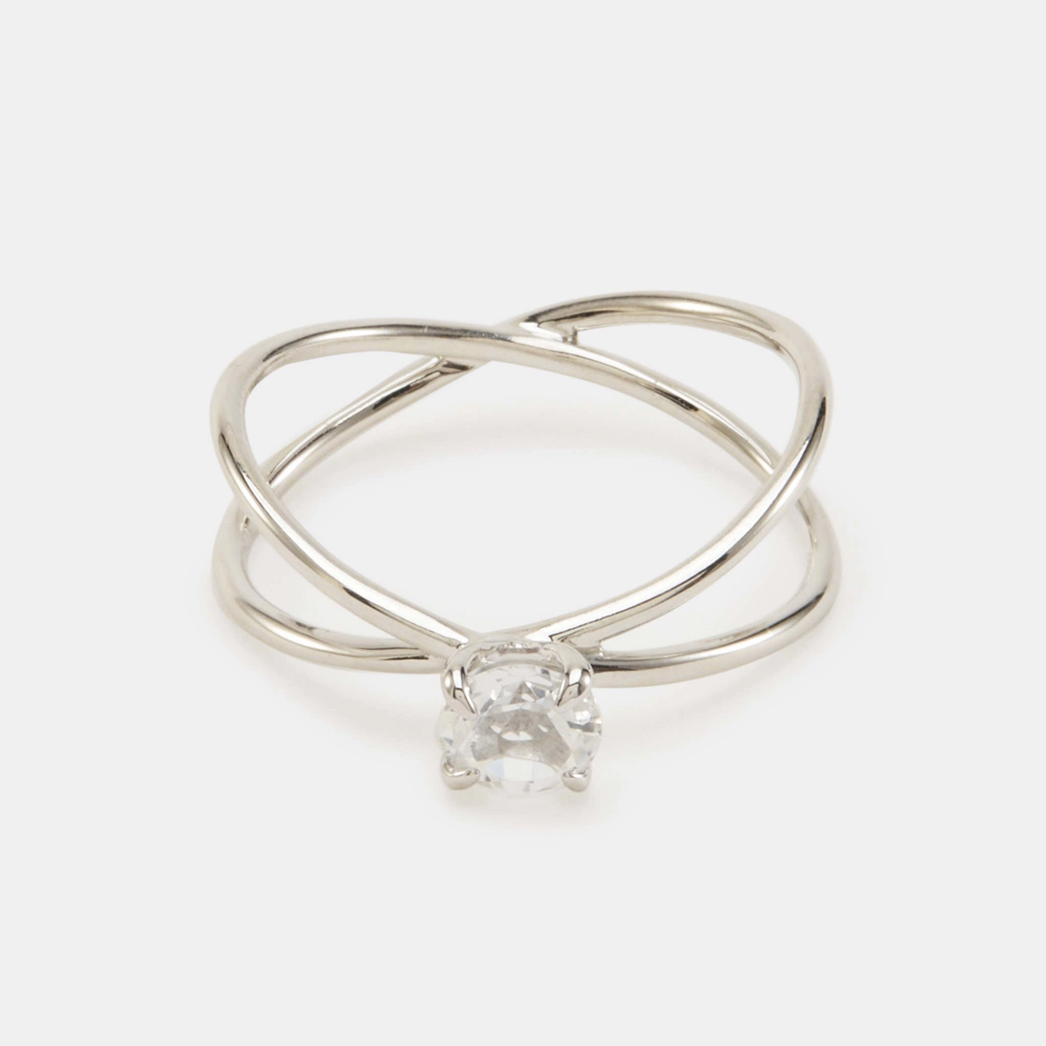 Criss Cross Stone Ring Silver - Mona Shimmer Mood