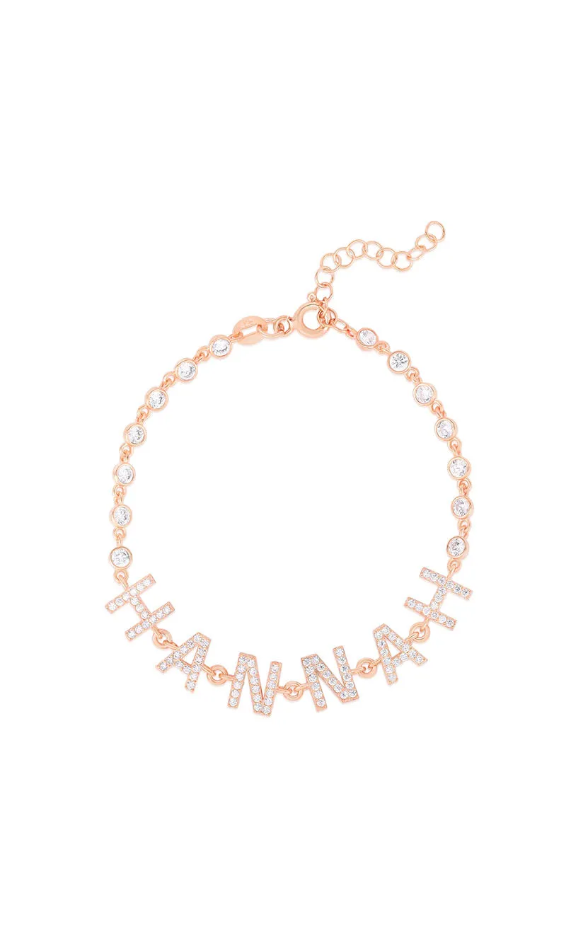 Evolving Style Pav?? Block Name Tennis Bracelet