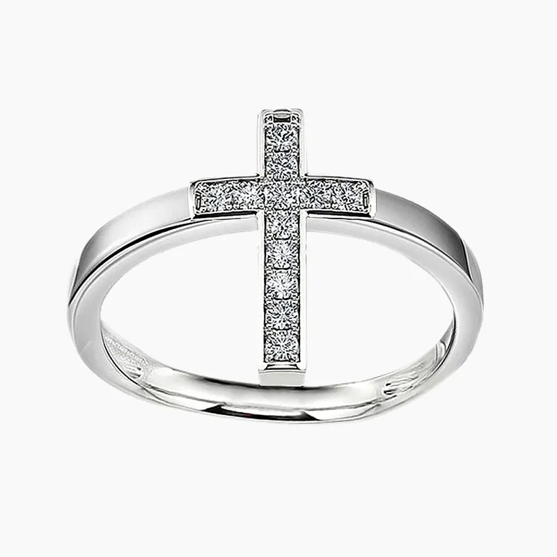 Cross Sterling Silver Amulet Ring Bold Layering Sleek Craft