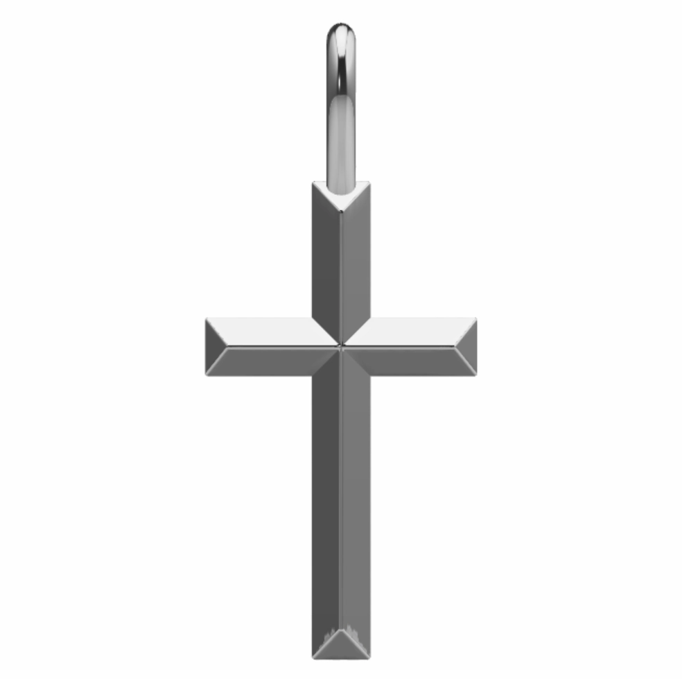 Clear Style Polished Line Cross Charm