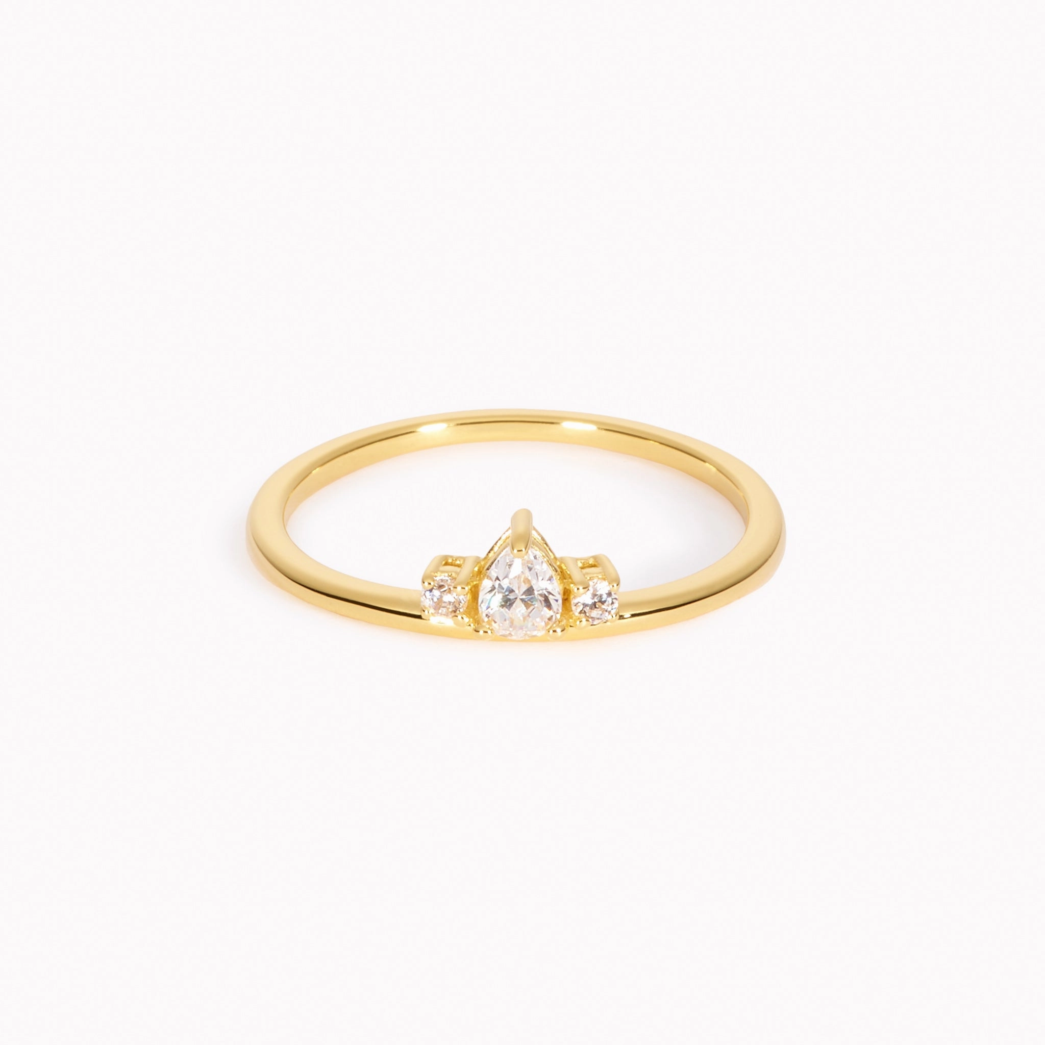 Soft Light Golden Tone Crown Ring - Elli