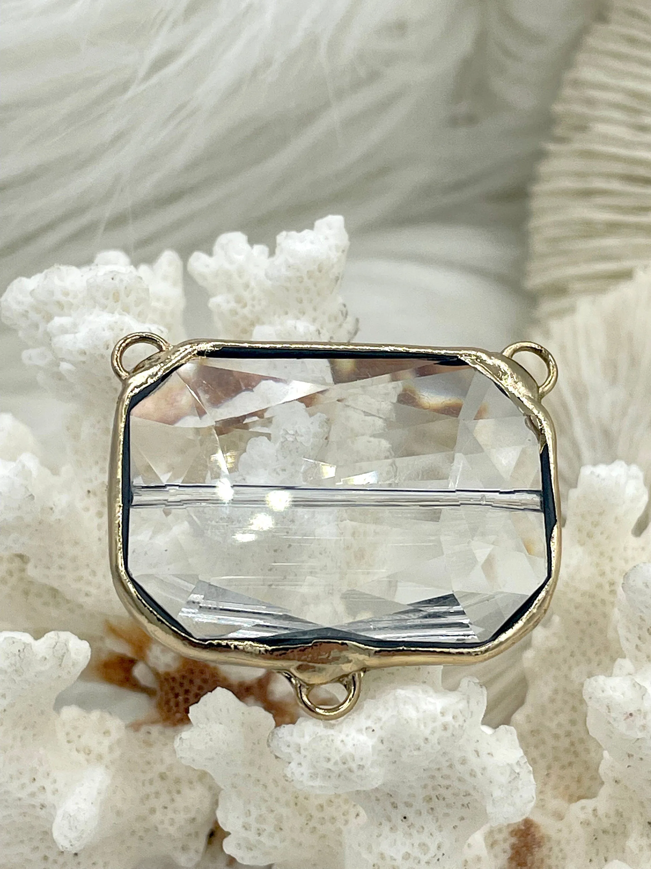 Crystal Gold Soldered Pendants and charms. Heart, Teardrop, Drop, Oval connector, Three Way Connector, Soldered Charms 7 Styles Fast Ship Unique Item