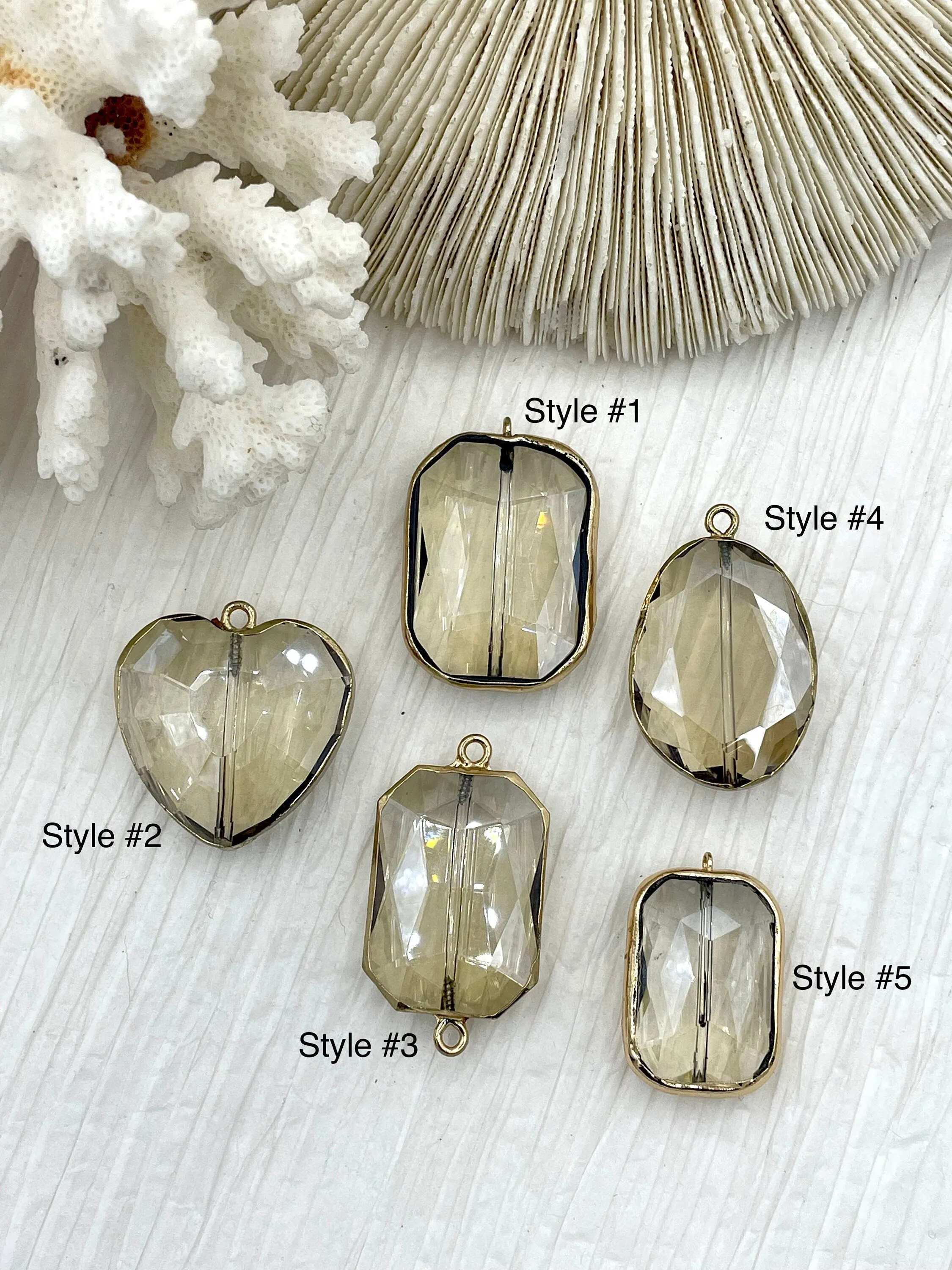 Crystal Gold Soldered Pendants and charms. Rectangle, Teardrop, Heart, Rectangular connector , 4 Styles to choose from. Fast Shipping For Graduation Cool gift