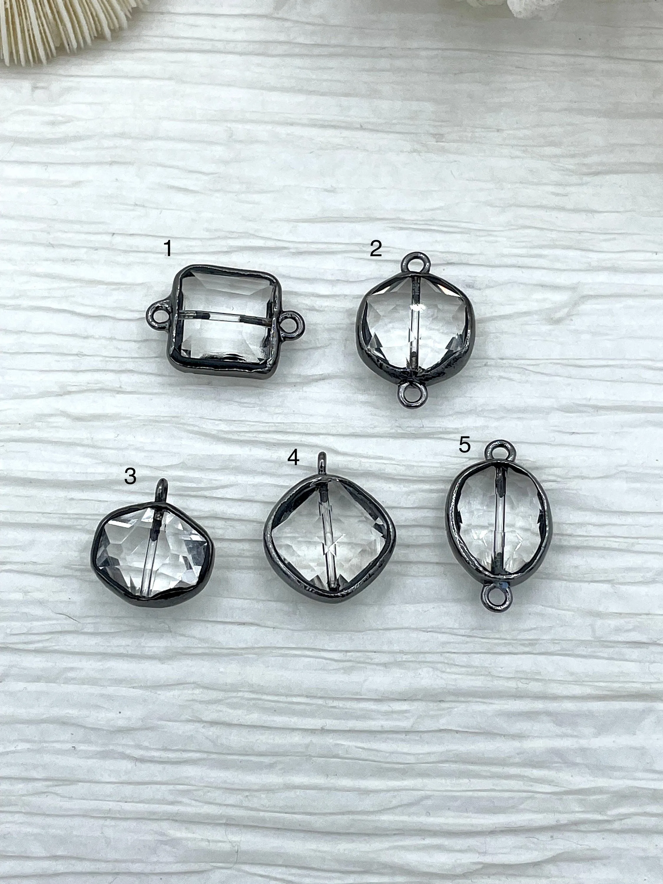 Daily Look Creative Edge Crystal Gunmetal Soldered Pendants and charms. Connector Soldered Charm, Drop Soldered Charms and Pendants, 4 Styles. Fast Shipping