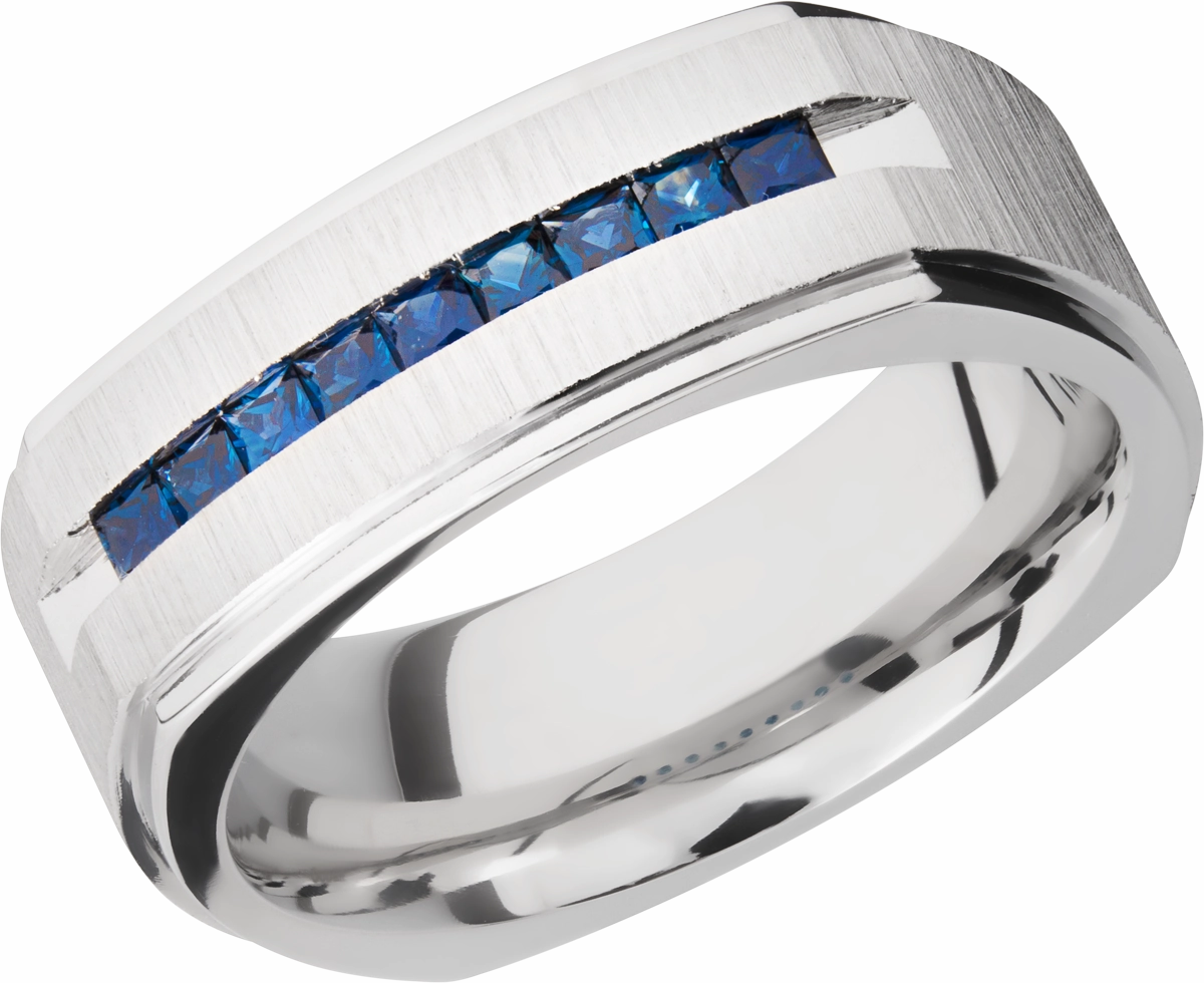 Rich Shine True Touch Cobalt chrome 8mm flat square band with grooved edges and