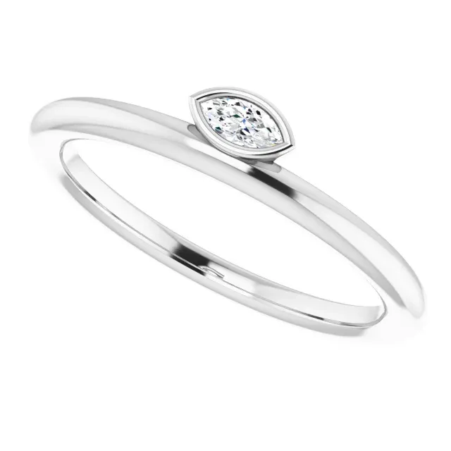 Petite Accessory Vintage Expression 14K White .07 CT Diamond Asymmetrical Stackable Ring